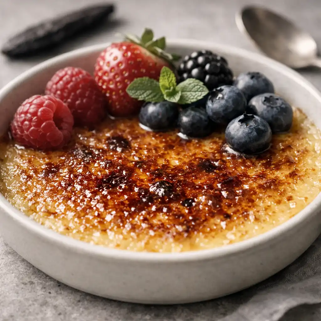 Crème brûlée mit Tonkabohne und karamellisierter Zuckerkruste