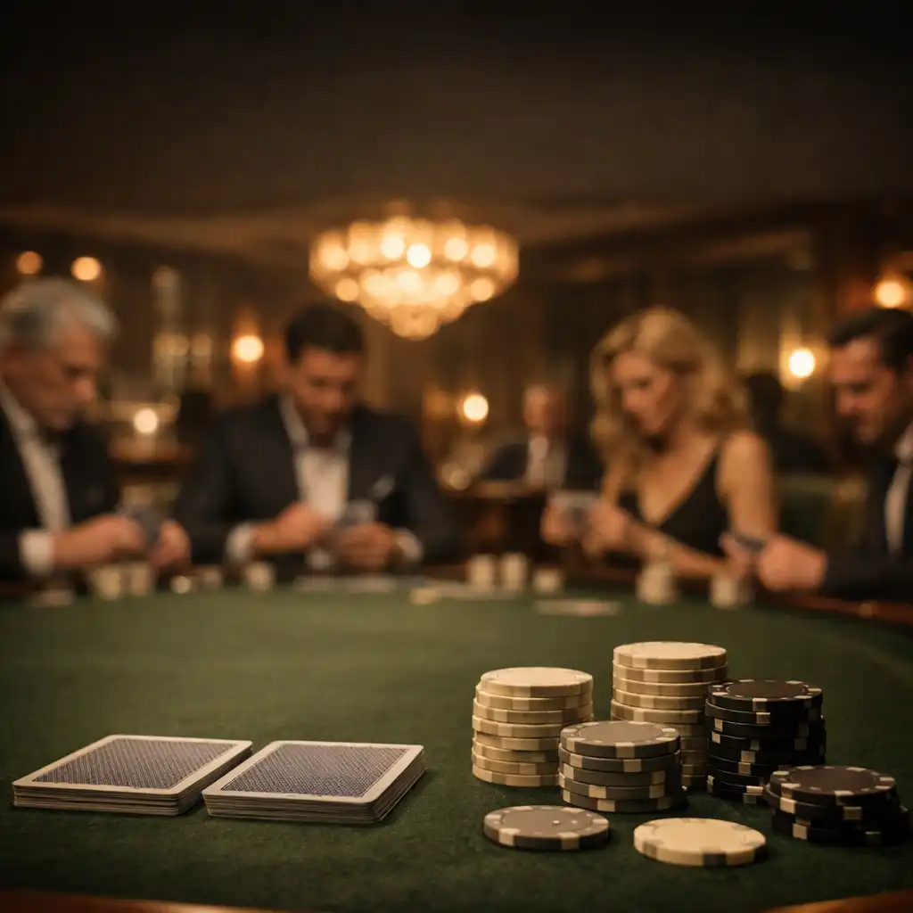Eleganter Poker-Tisch in der Casino Lounge von Gastro Lvex mit Gästen in ruhiger Atmosphäre