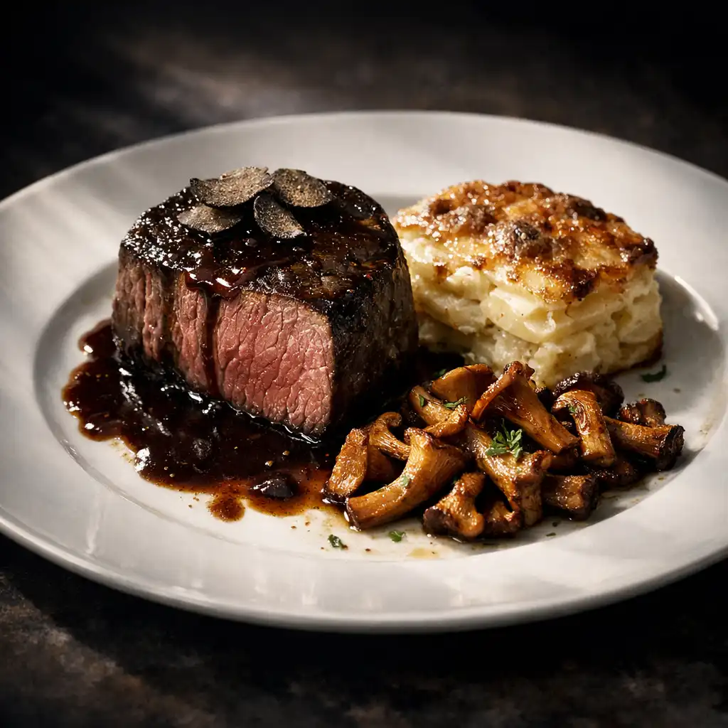 Filet Royal – Rinderfilet mit Trüffeljus und Kartoffelgratin